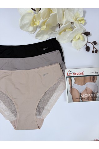 Трусики слипы микрофибра с кружевом La Vivas 10226